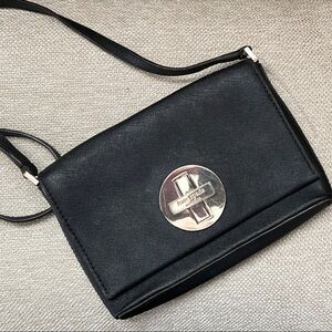 Michael Kors Black Crossbody with Silver Emblem